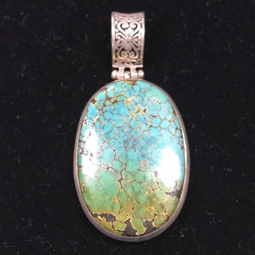 Turquoise Vintage oval pendant sterling silver